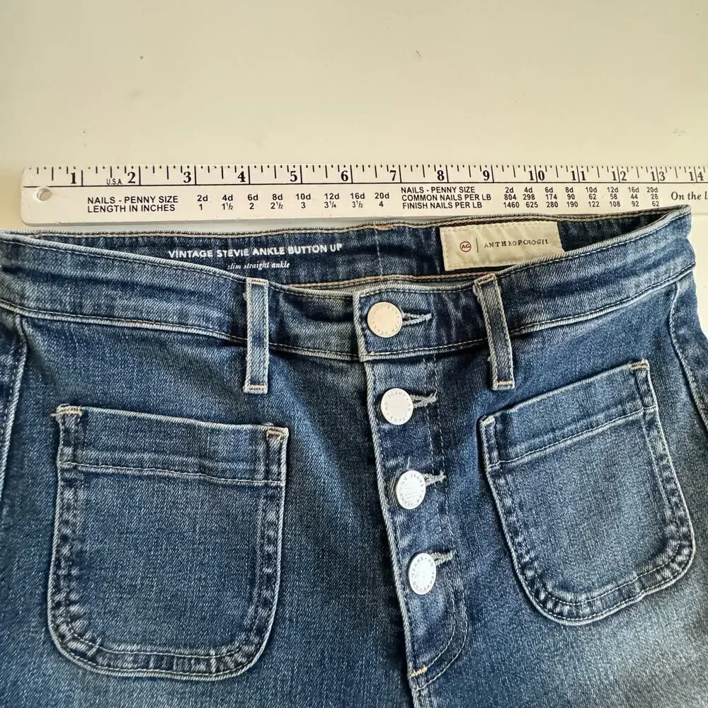 AG Adriano Goldschmied Jeans Buton Fly High Rise Straight Leg Denim‎ Size 26